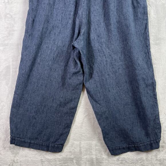 FLAX 100% Linen Pants Size Medium** Blue Boho Extra Wide Leg Strong and Capable - Picture 12 of 13